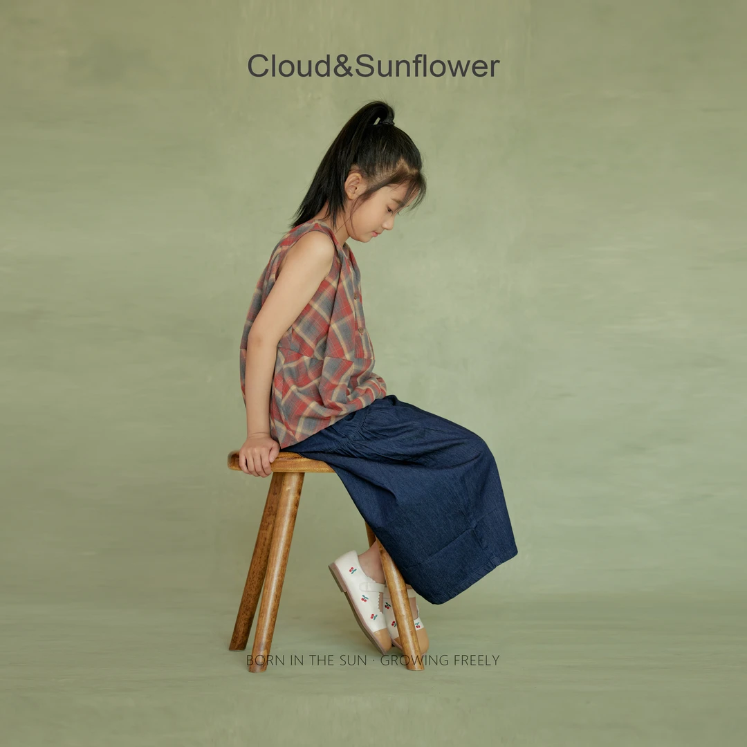 【云朵小葵】女童夏季一粒休闲扣阔腿九分裤1113922