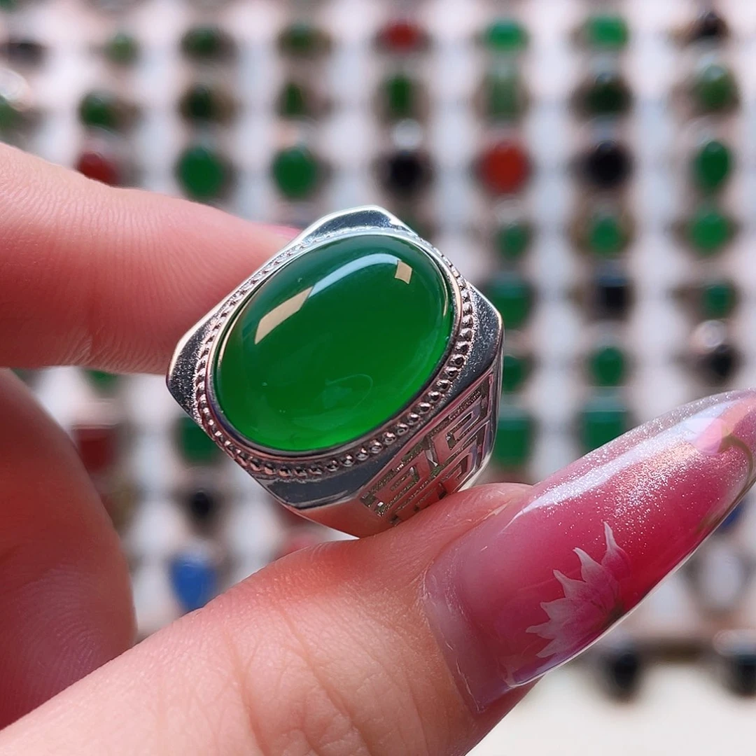 玛瑙/玉髓戒指银S925镶嵌