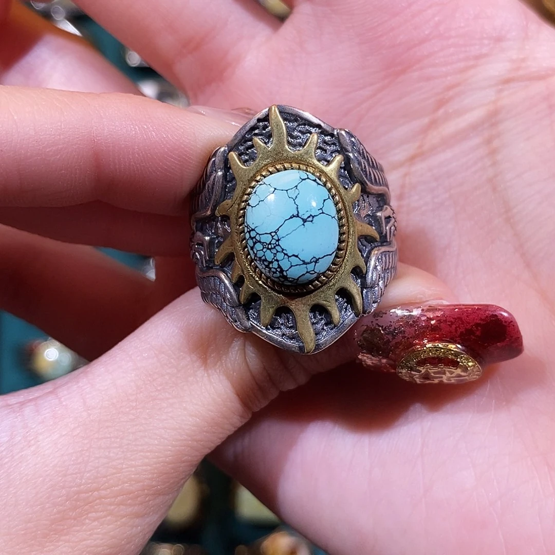 绿松石戒指银S925镶嵌小****?戒指