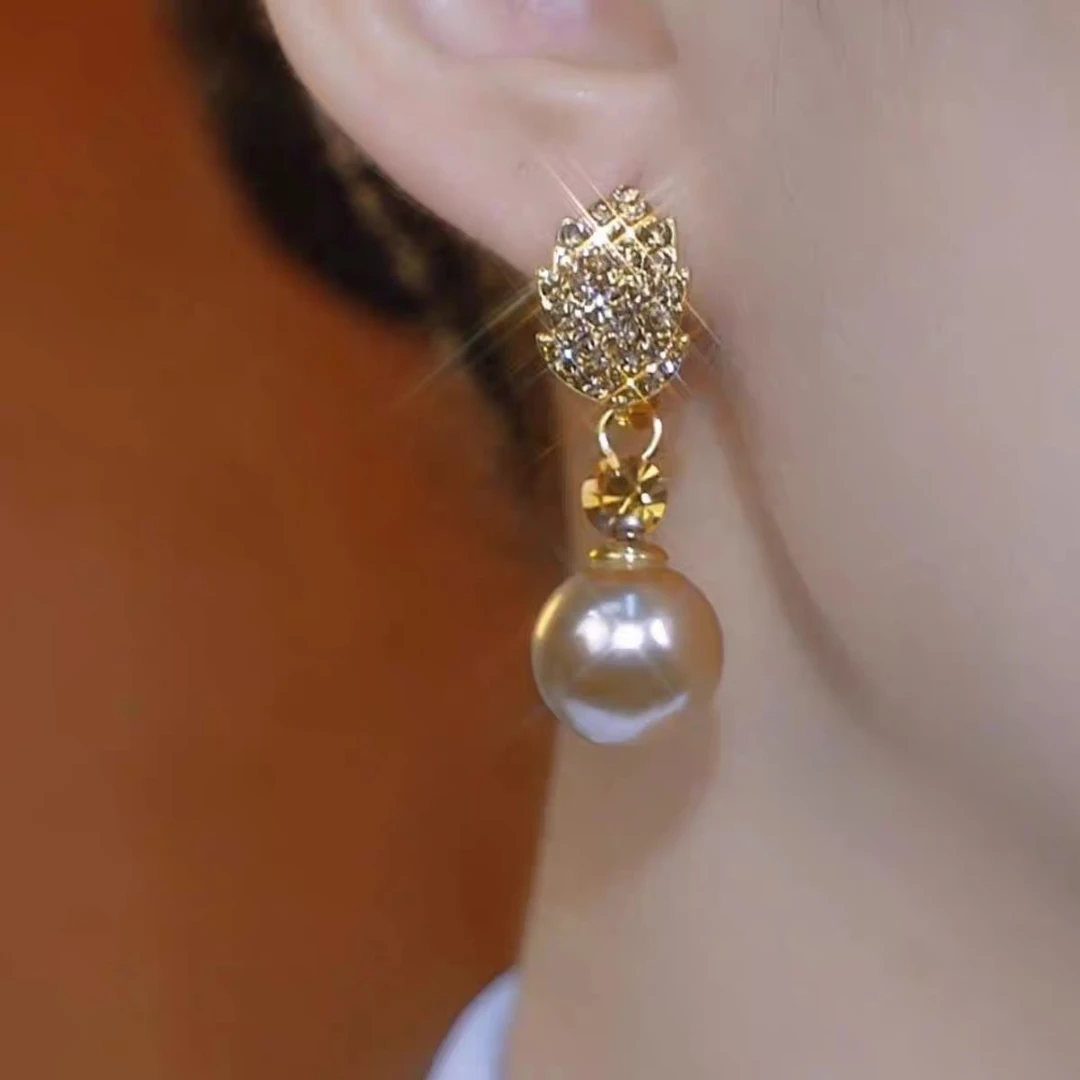 铜合金合成锆石耳饰 C211韩版高级树叶流苏