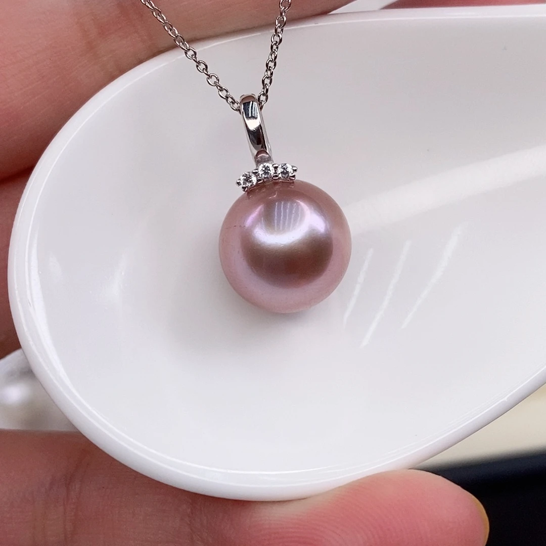 淡水珍珠银S925镶嵌吊坠(赠链)12/13mm