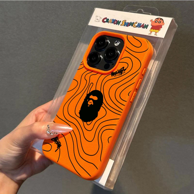 潮牌头像适用苹果16p/15手机壳iPhone14promax13荔枝纹12软11防摔