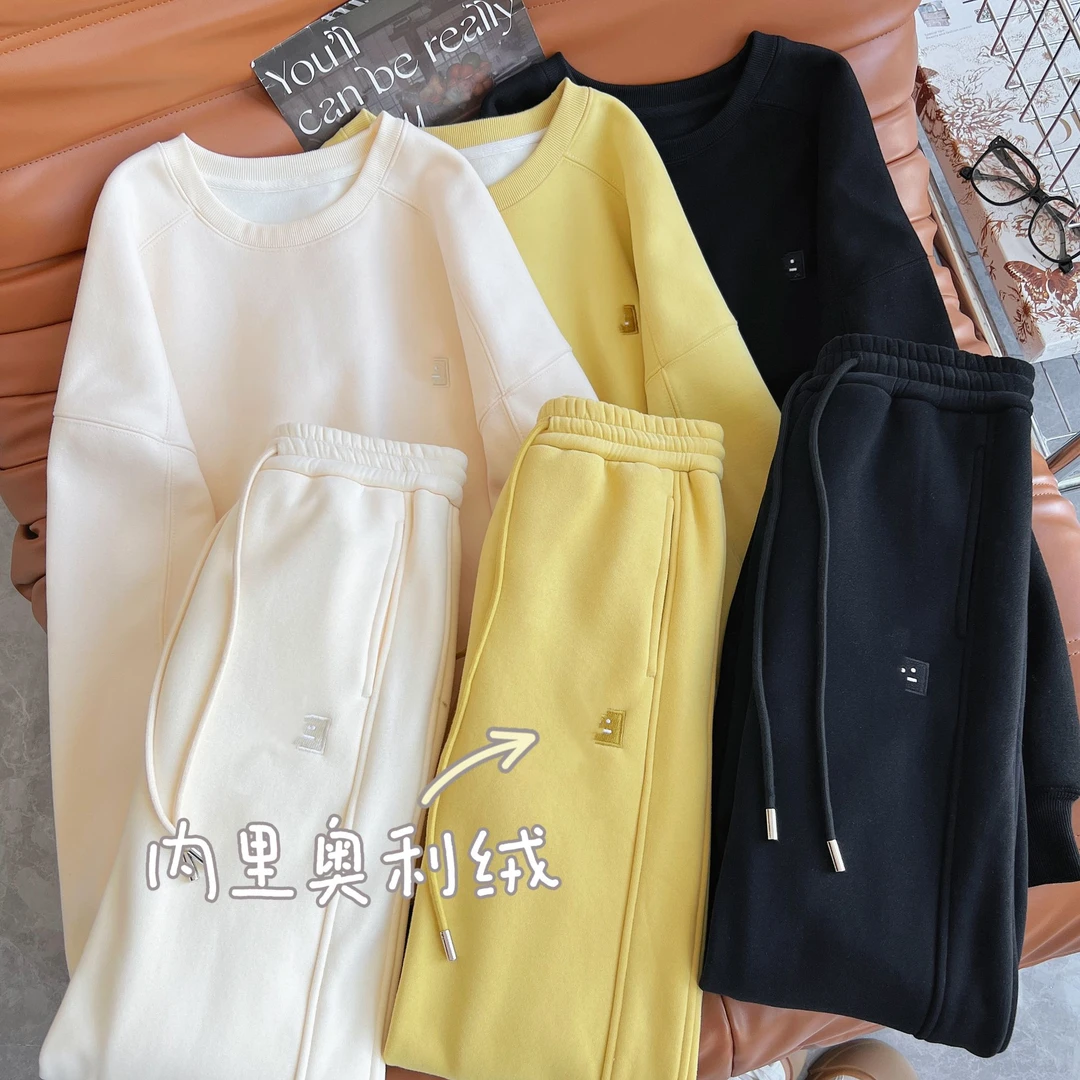 【JJ AREA】&娇娇“笑脸套装”秋冬新款宽松卫衣+束脚运动卫裤两件套