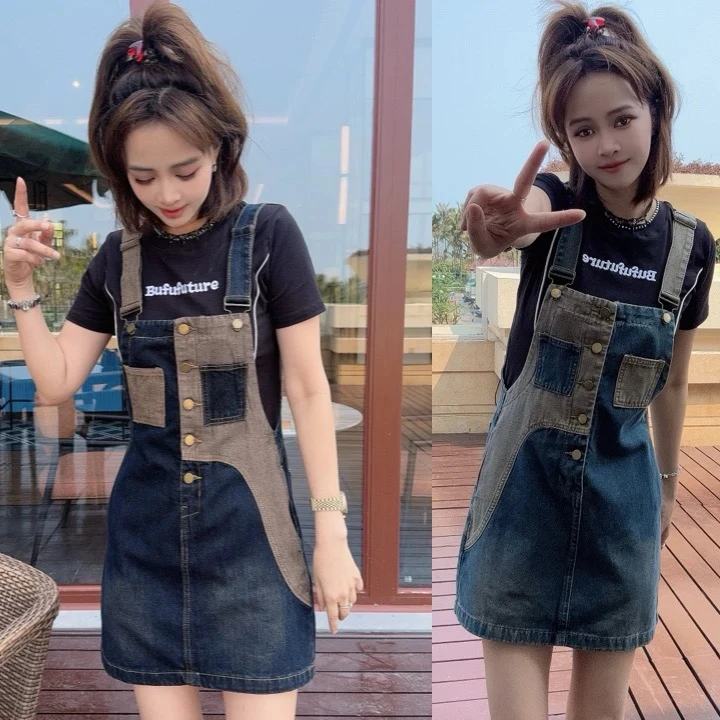 【小韩式显瘦背带短裙】3359自留款韩式风格设计简约背带裙