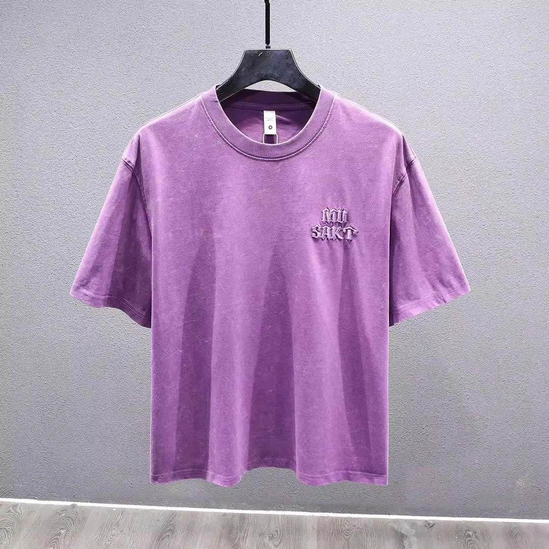 JJ夏装短袖T恤男生260g青少年2025春夏新款宽松刺绣字母半袖t桖