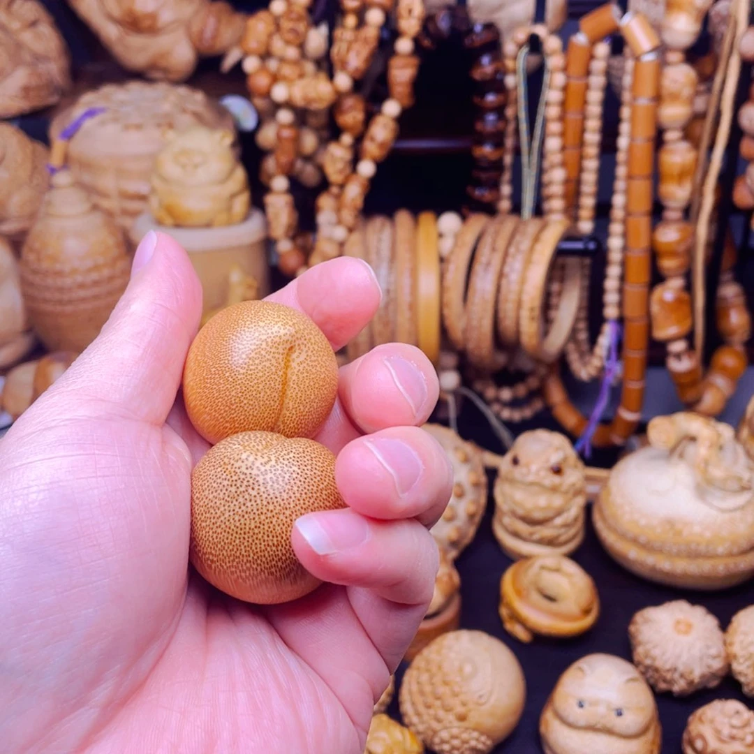 竹竹雕实心竹小蜜桃手球把玩件