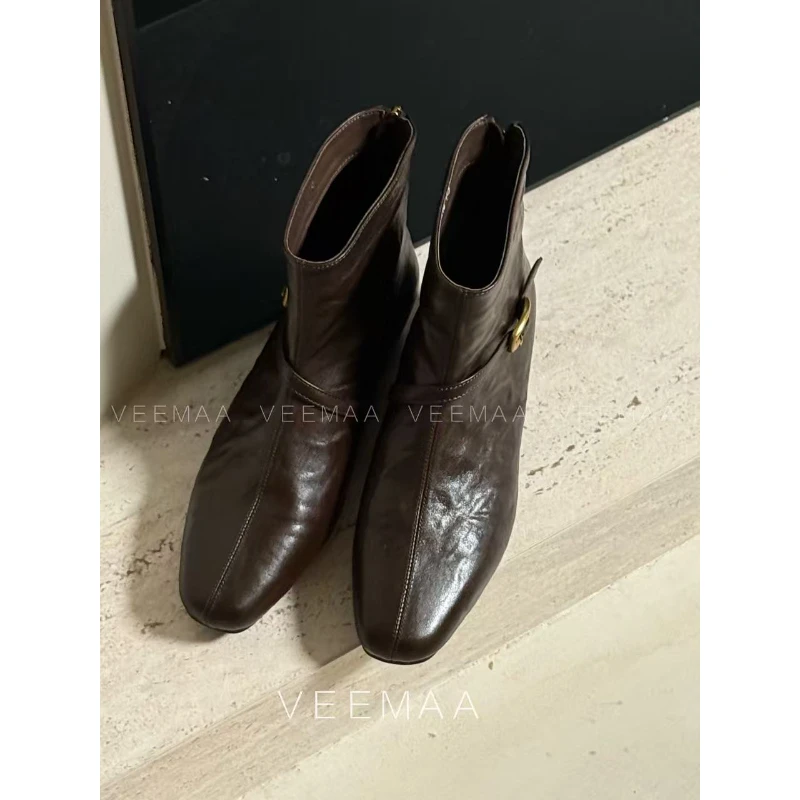 【Veemaa】   可可森林 定制款棕色内里绒小踝靴 跟高3cm