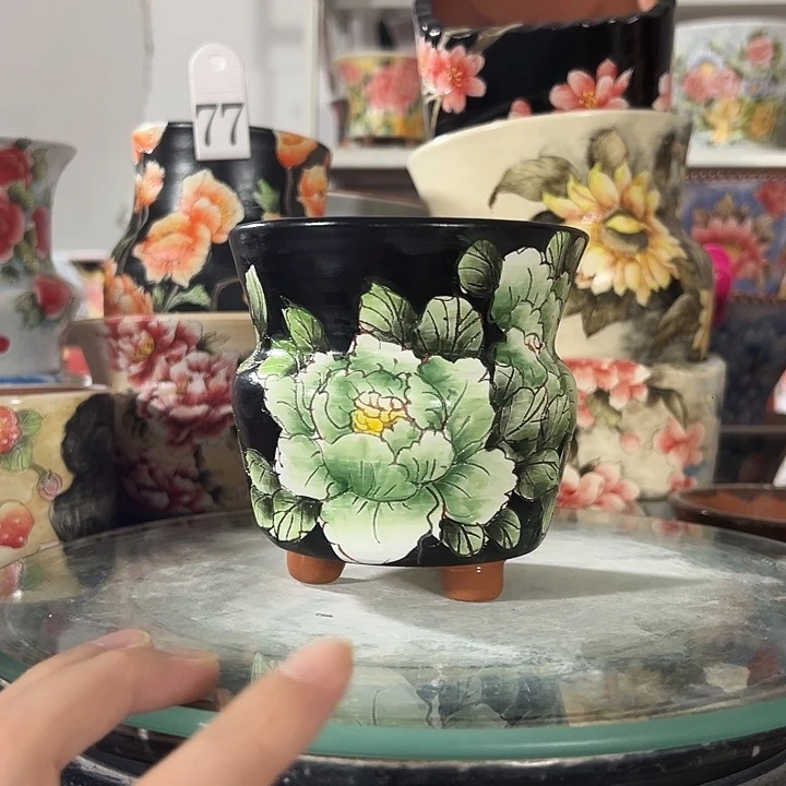 景德镇幸运花盆手绘韩式花盆