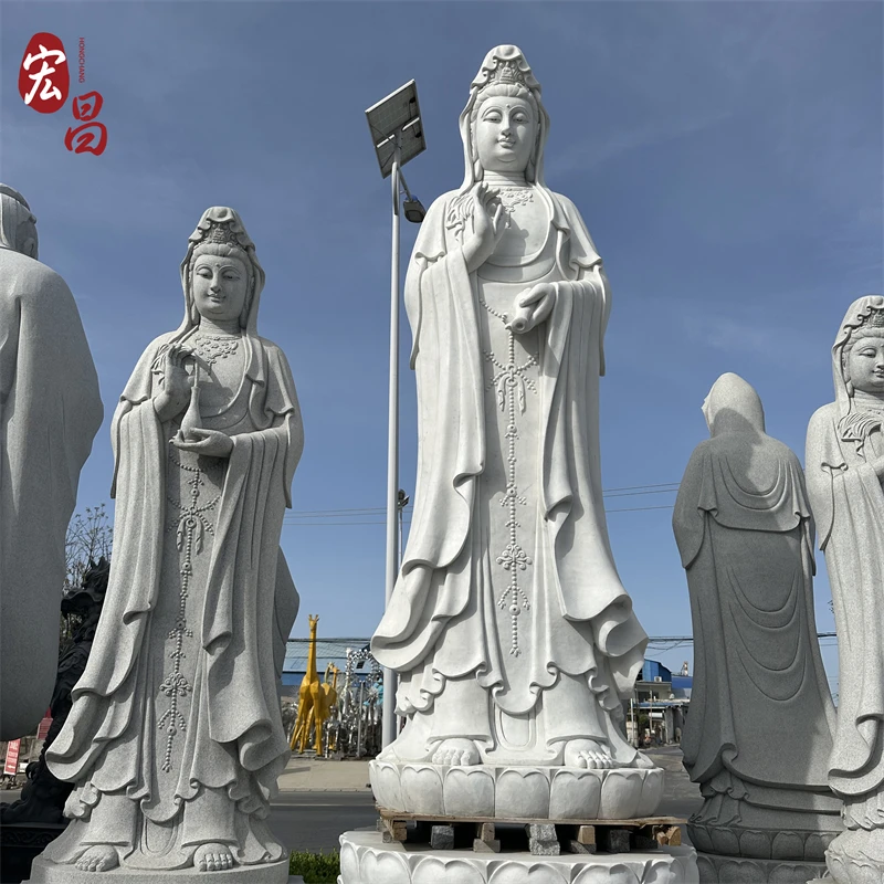 石雕汉白玉观音菩萨高3米4米  花岗岩观世音寺庙寺院户外大型摆件