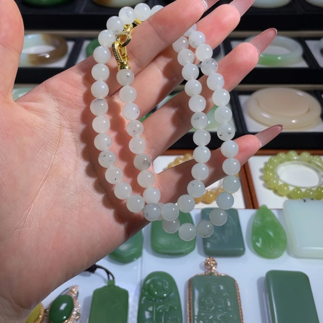 和田玉未镶嵌颈饰·点墨妈妈链