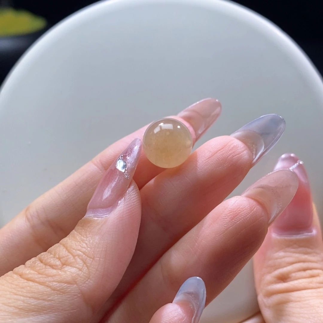 翡翠未镶嵌颈饰翡翠西柚色圆珠12.2mm