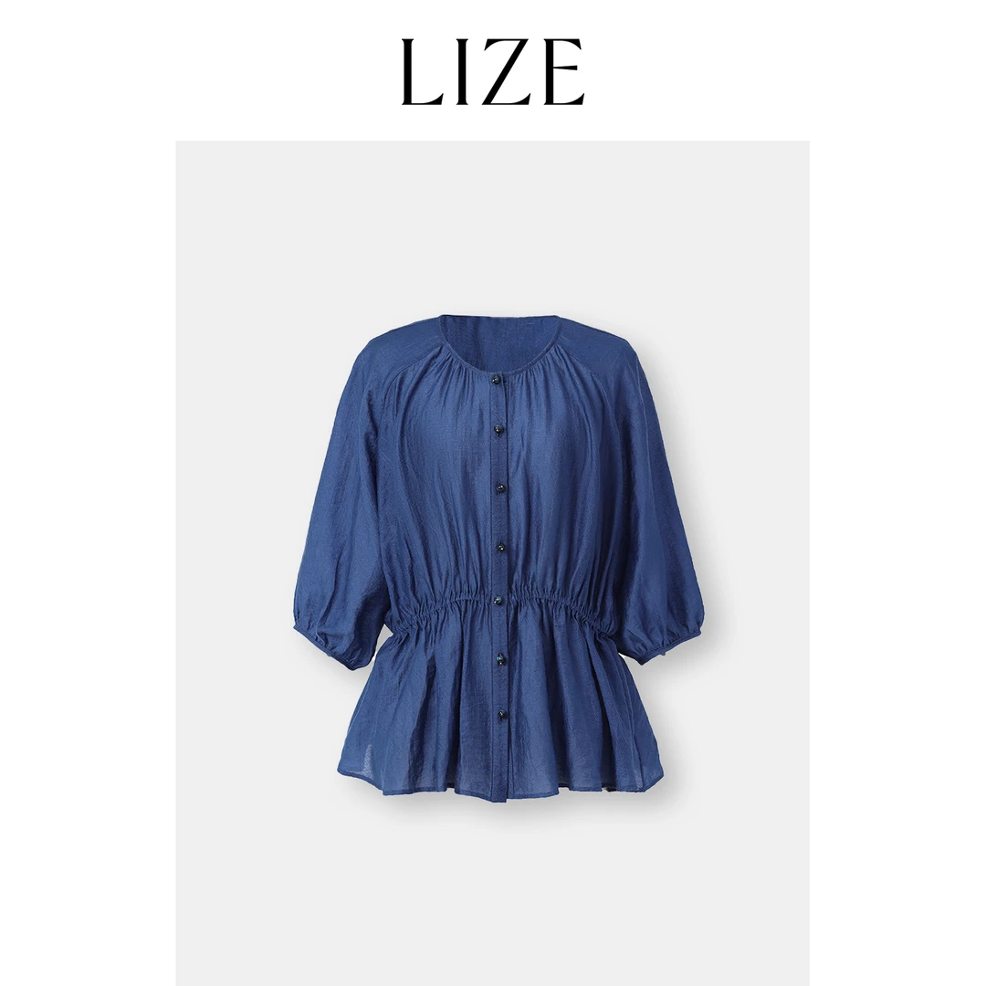 LIZE「斯米兰晚风」定纺莱赛尔.法式vintage设计感衬衫ZEA0435