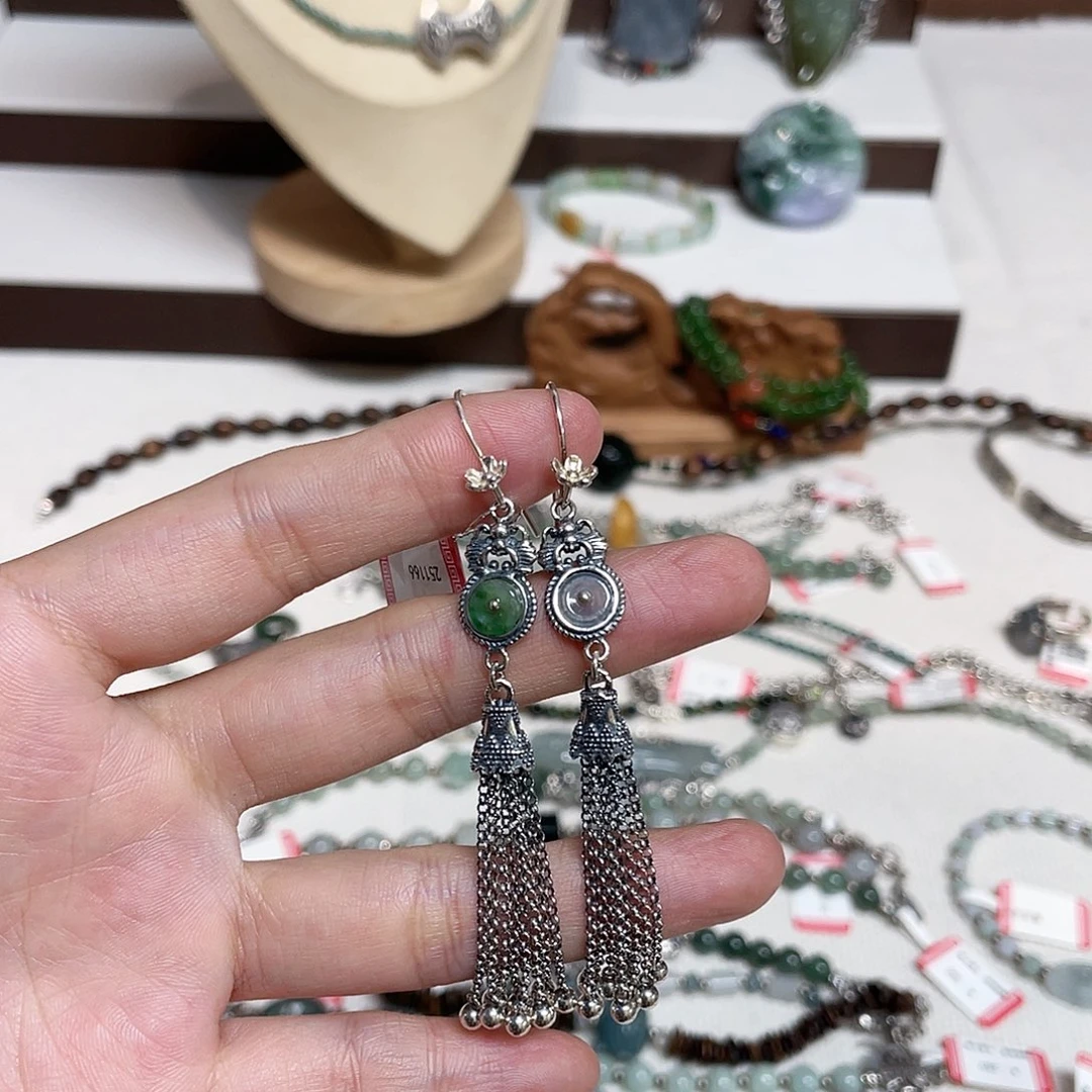 足银925银镶嵌耳环