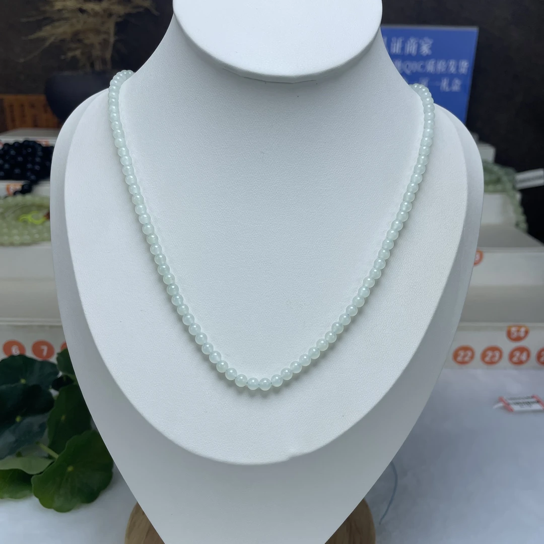 和田玉且末蓝4mm精美圆珠吊坠挂链女士项链锁骨链4-10多样性发一