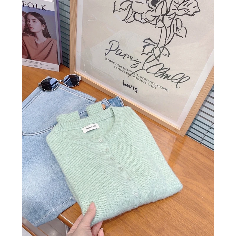 丹姐家 小方扣开衫！早春韩系针织衫 糖果色系～