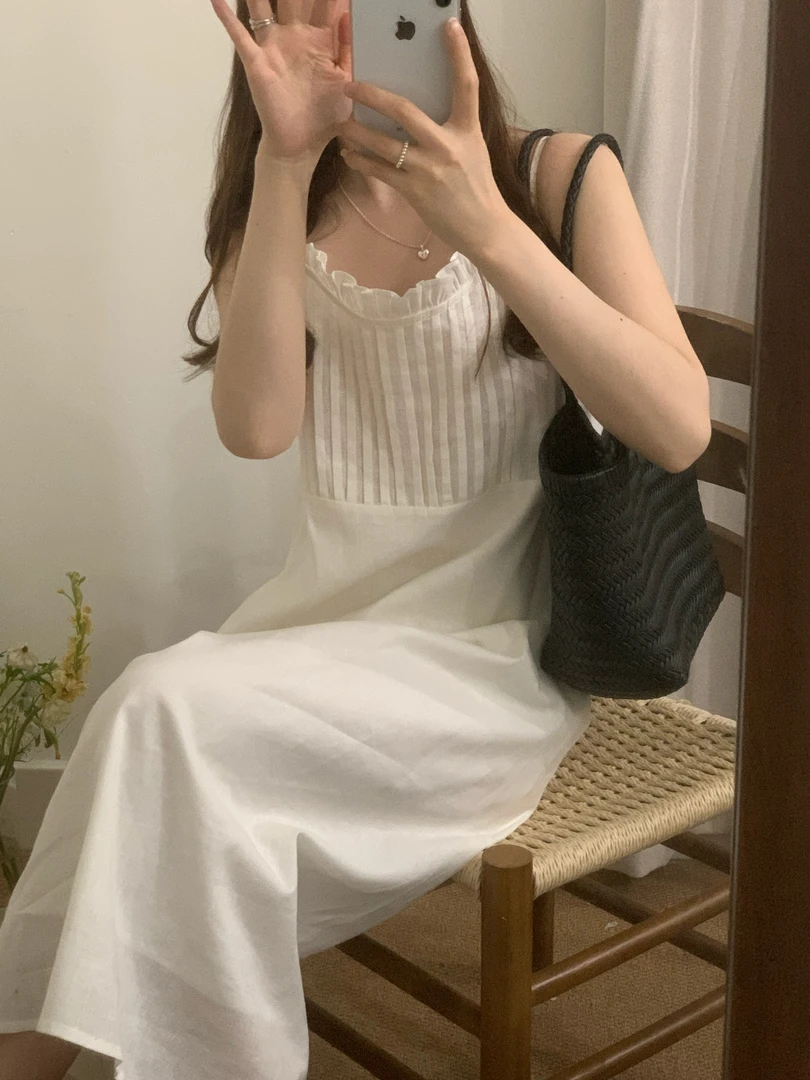 【暮雨】小亚家2025新款亚麻棉吊带连衣裙