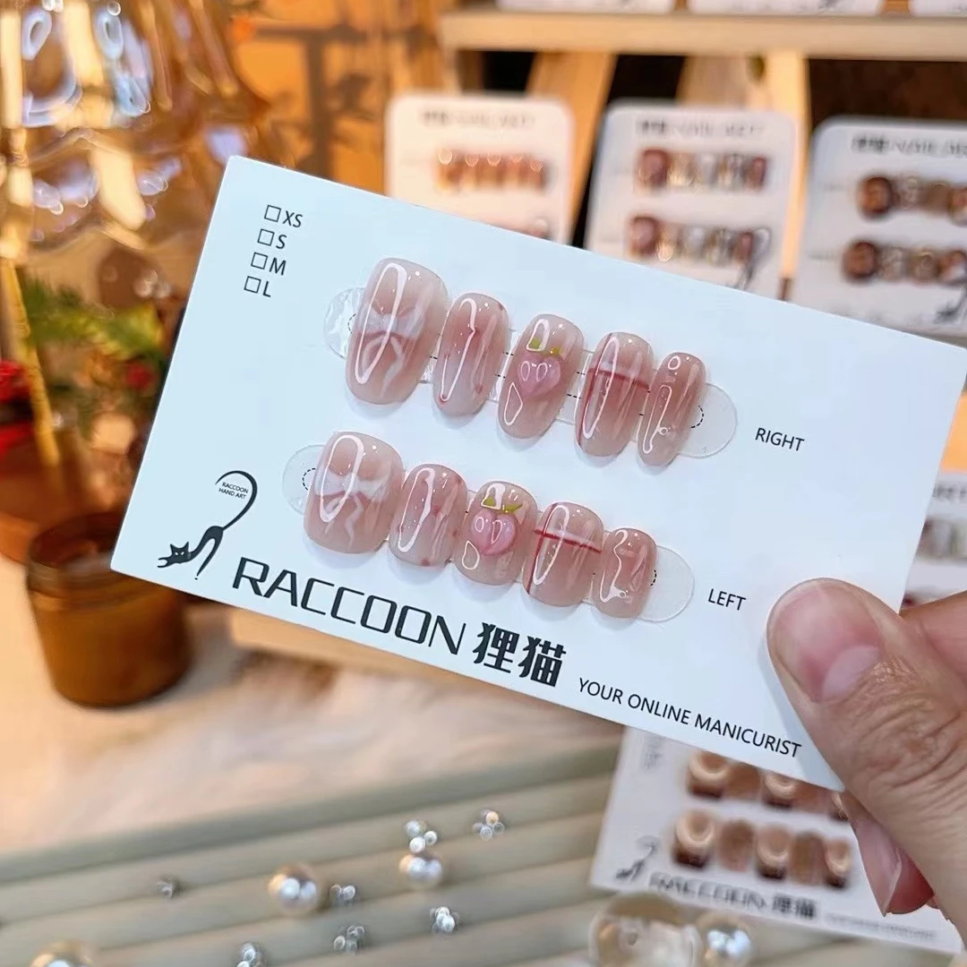 元气水蜜桃-定制系列 纯手工穿戴甲 可反复穿戴