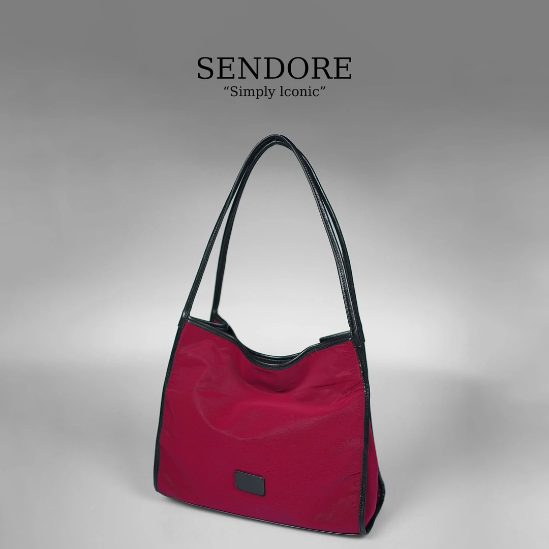 SENDORE 森岛/托特包 高级樱桃红休闲单间包通勤中古包子母腋下包