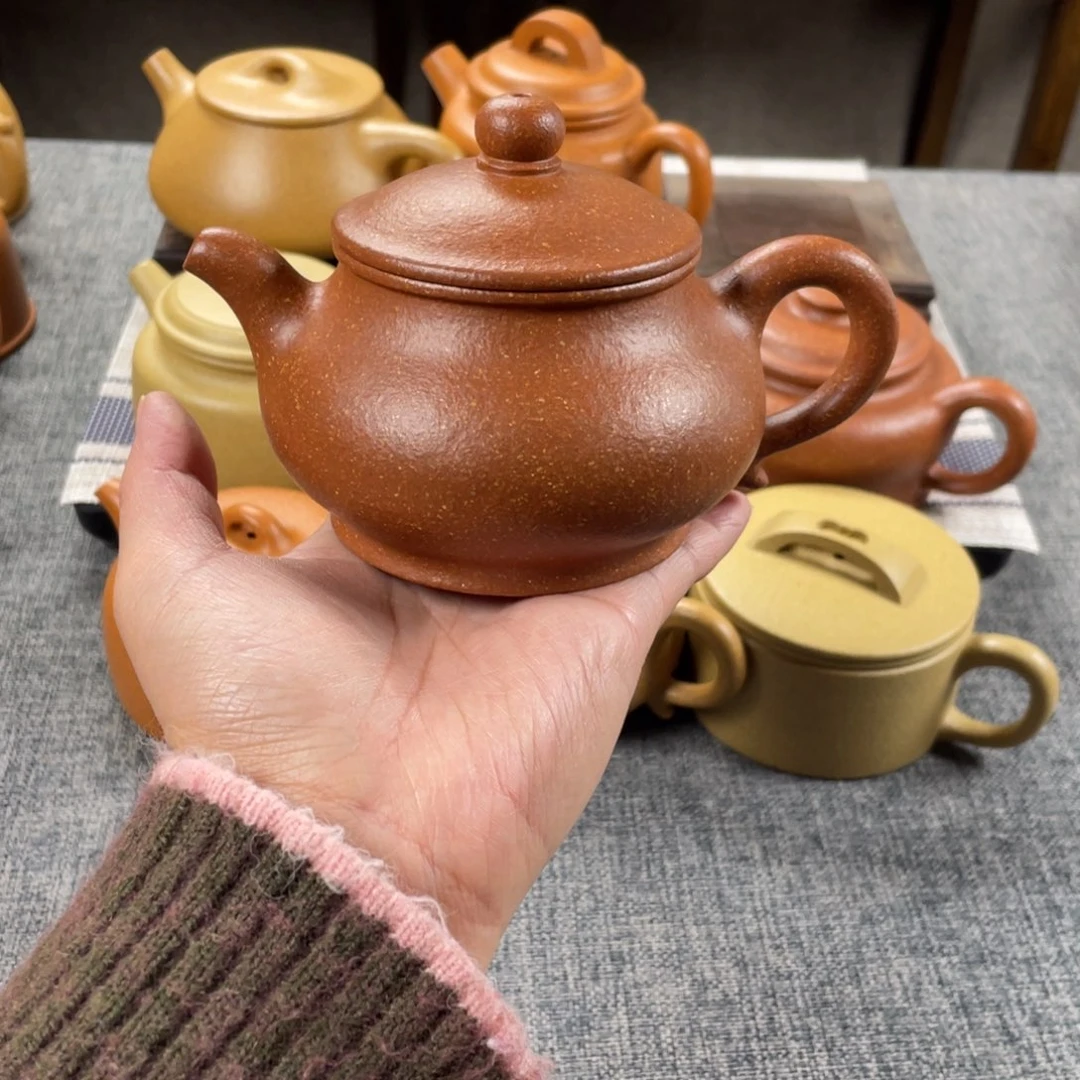 紫砂茶壶红降坡潘壶全手20目220手工泥