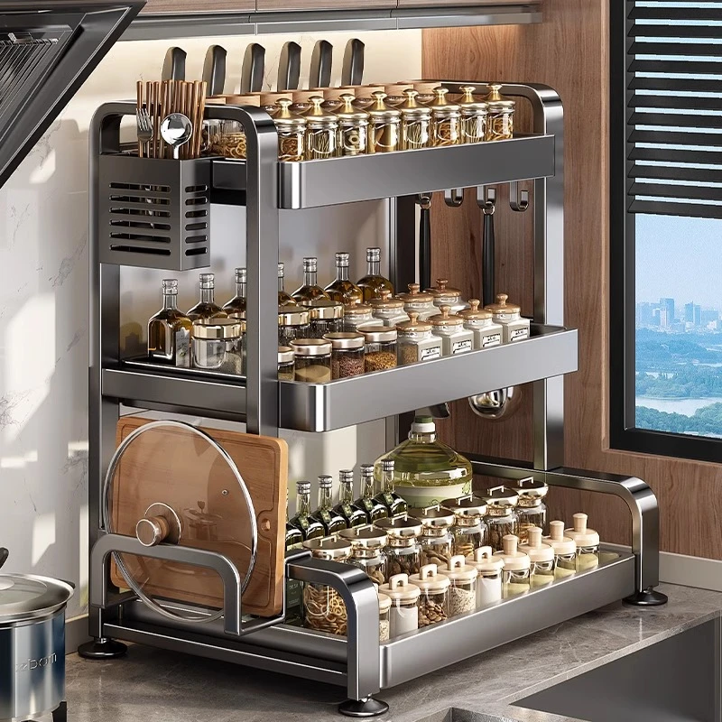 优勤厨房调料品置物架台面多功能调料架子油盐酱醋调味瓶罐收纳盒