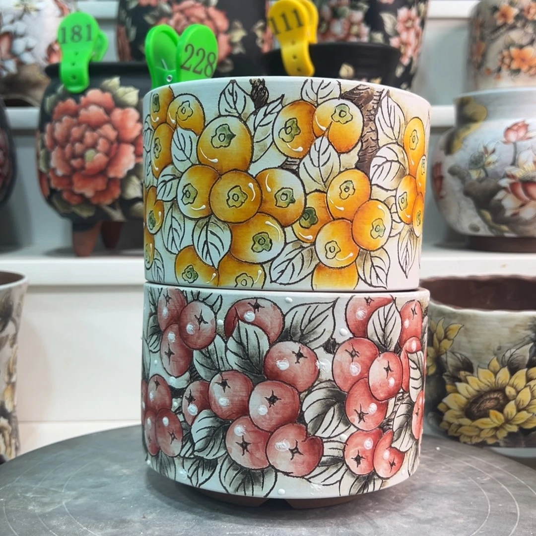 花盆紫砂手绘花盆228