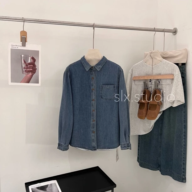 slx@ 3110 牛仔复古衬衣