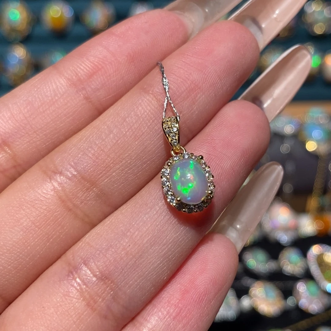 欧泊银S925镶嵌吊坠