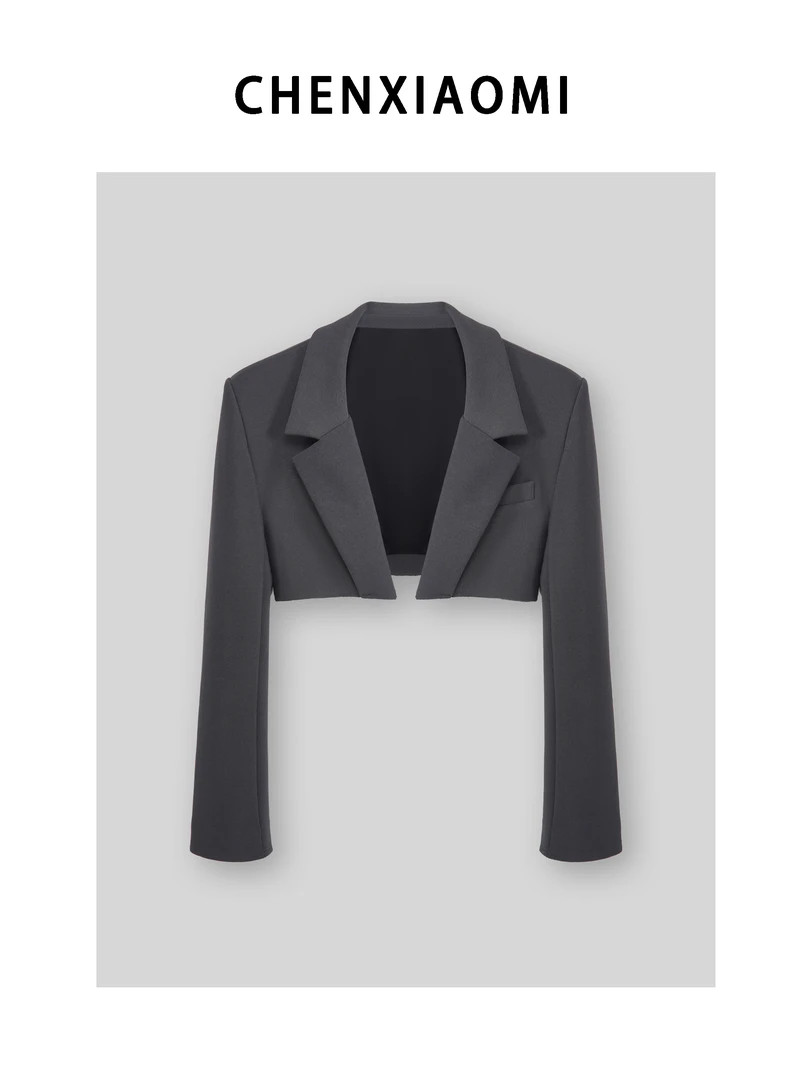 【蜜蜜家】珍妮旅途 欧美辣妹性感气质纯欲修身百搭外套 25/T100