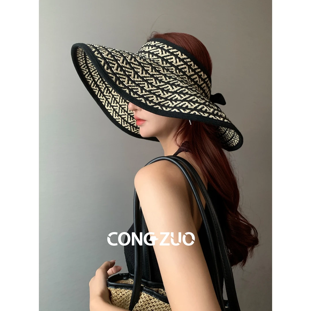 UPF50+户外大帽檐遮阳防晒显脸小大头围太阳帽防紫外线可折叠帽子