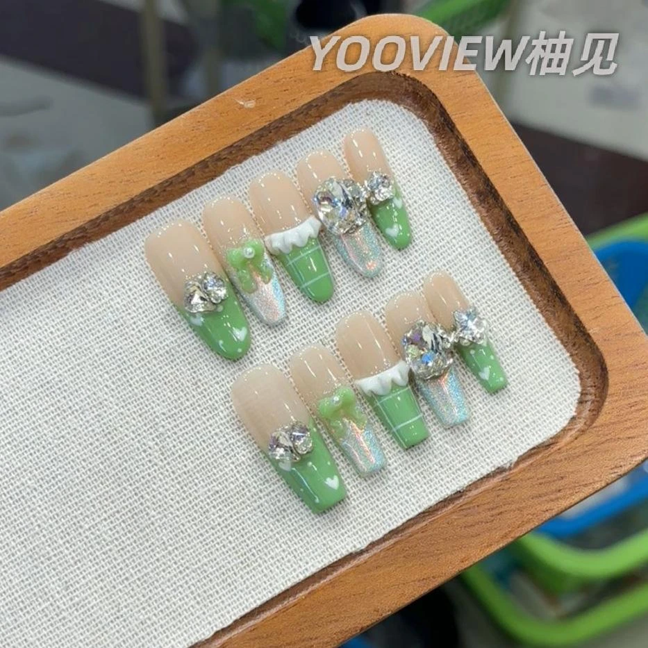 高级感穿戴甲东洲钻美甲纯手工穿戴甲长款成品甲片美甲钻贴片指甲