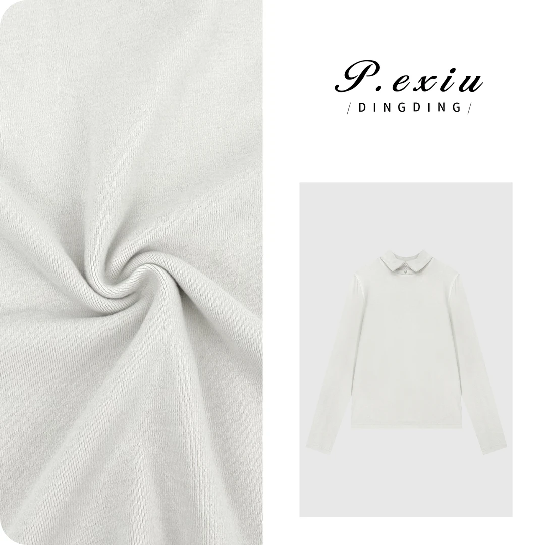 【保暖神器】精致双扣小翻领自发热磨绒长袖上衣H2586