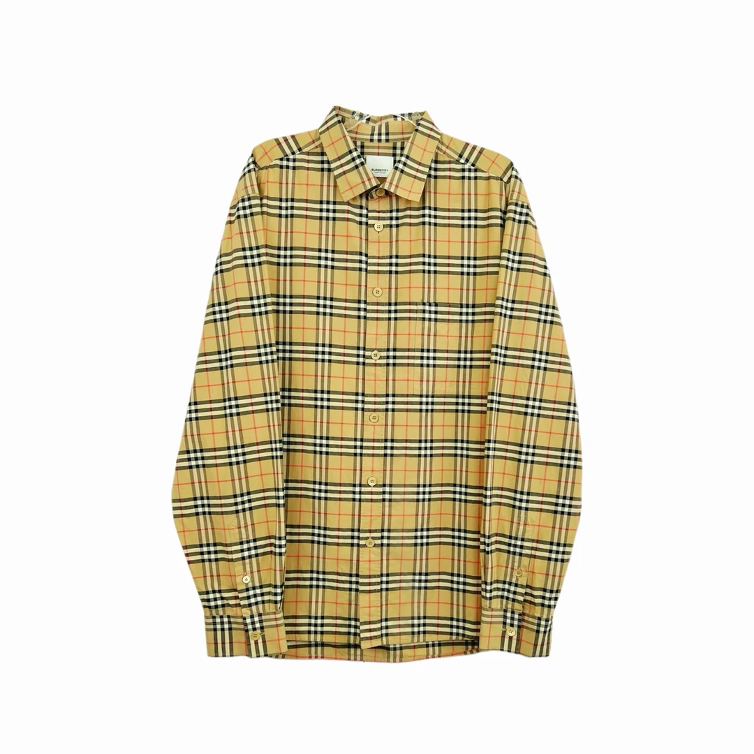 99新 BURBERRY/博柏利 011156 经典格纹翻领长袖衬衫 XL码