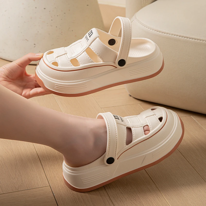 百搭2025新款女款夏季厚底洞洞鞋外穿防滑时尚透气eva包头凉拖鞋