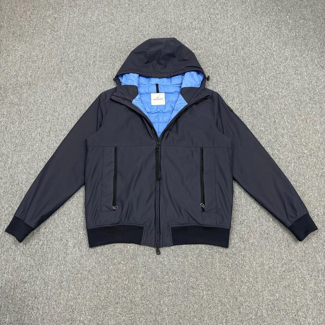 99新 MONCLER 17559084 Moncler 蓝色连帽羽绒服夹克外套 5码99新