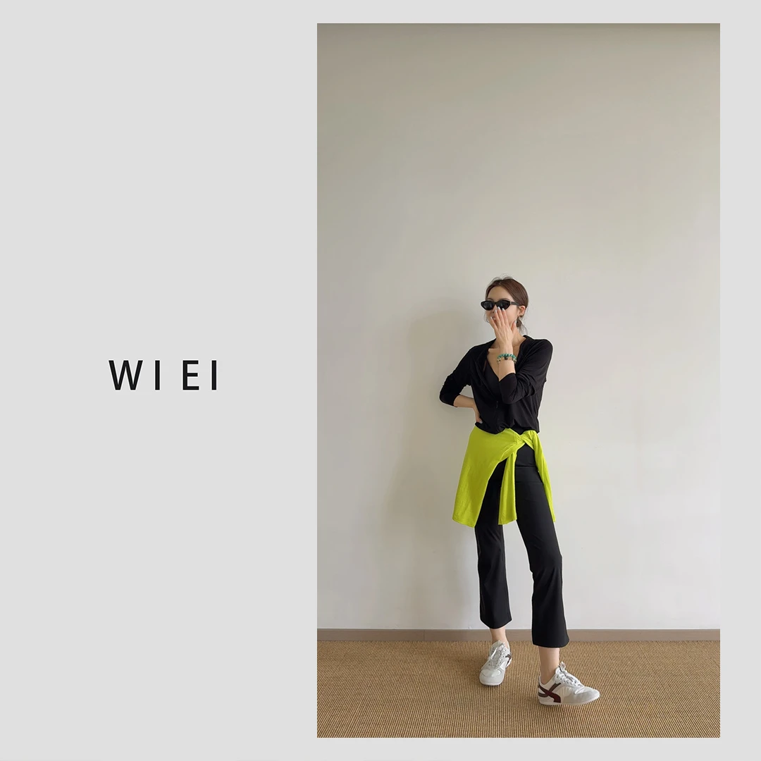 《WI EI》竹竿裤*高腰无痕裸感提臀显瘦微喇八分瑜伽裤W25202506
