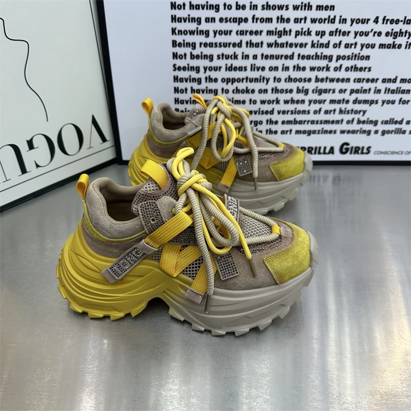 女鞋网红百搭夏季厚底时尚透气复古春季系带网面韩版ins潮流潮鞋