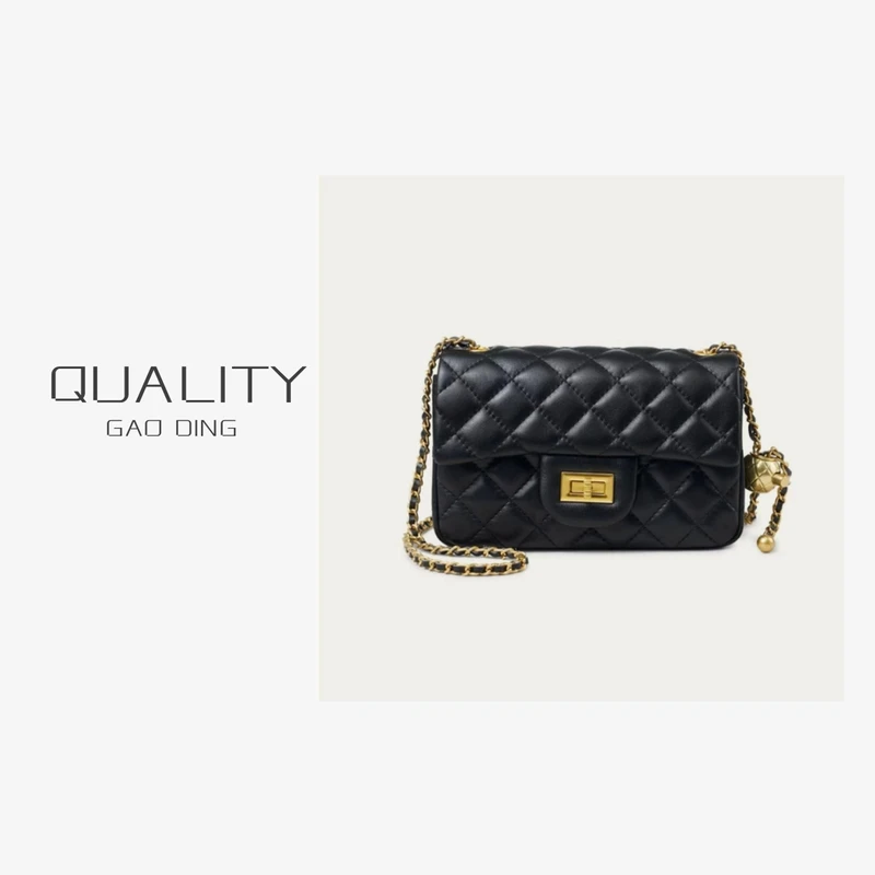 新款小金球链条潮款小众方胖子单肩斜跨女包