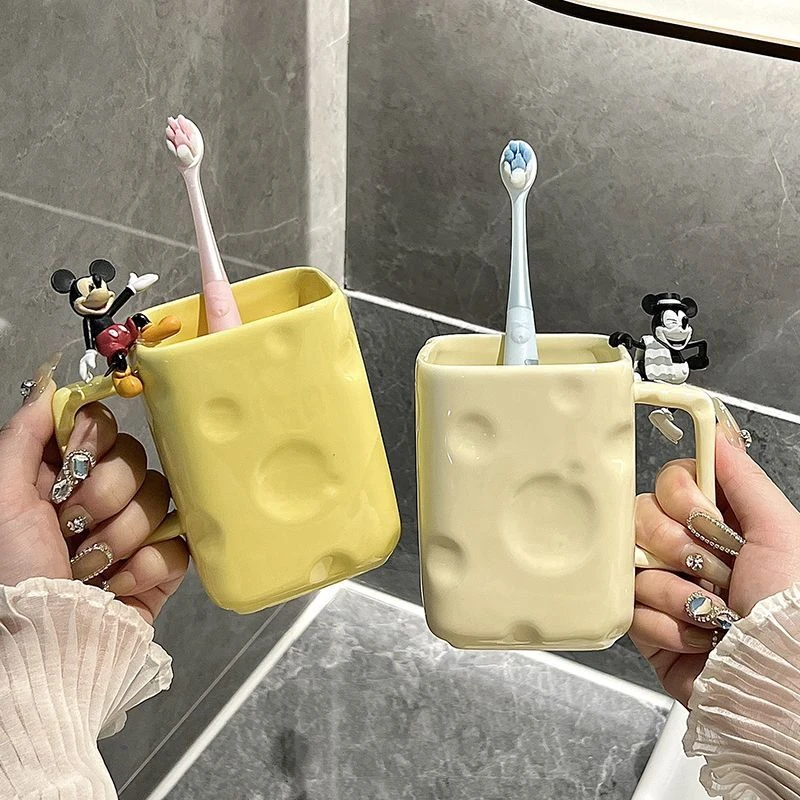 奶酪漱口杯高颜值女轻奢家用陶瓷刷牙杯子情侣卫生间洗漱杯子套装