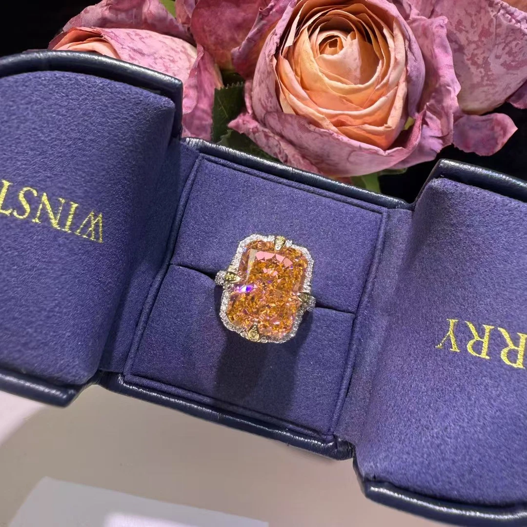 铜合金锆石戒指 ZS783橙-鸟巢切帕帕拉洽戒指时尚欧美