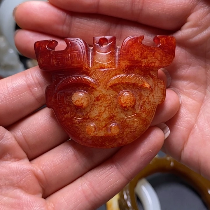 和田玉未镶嵌挂件缘*