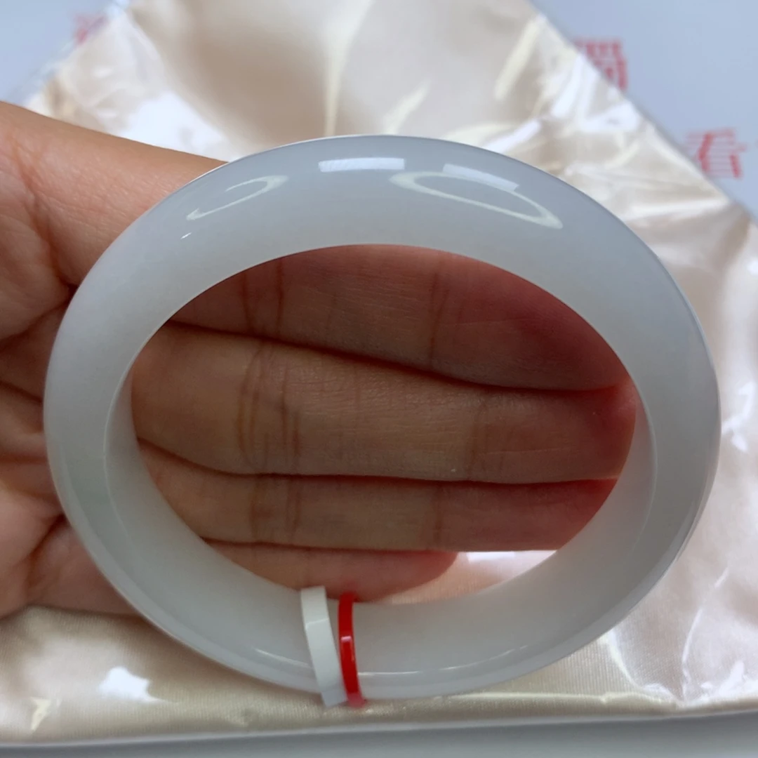 翡翠未镶嵌手镯老坑57圈纯白白月光011