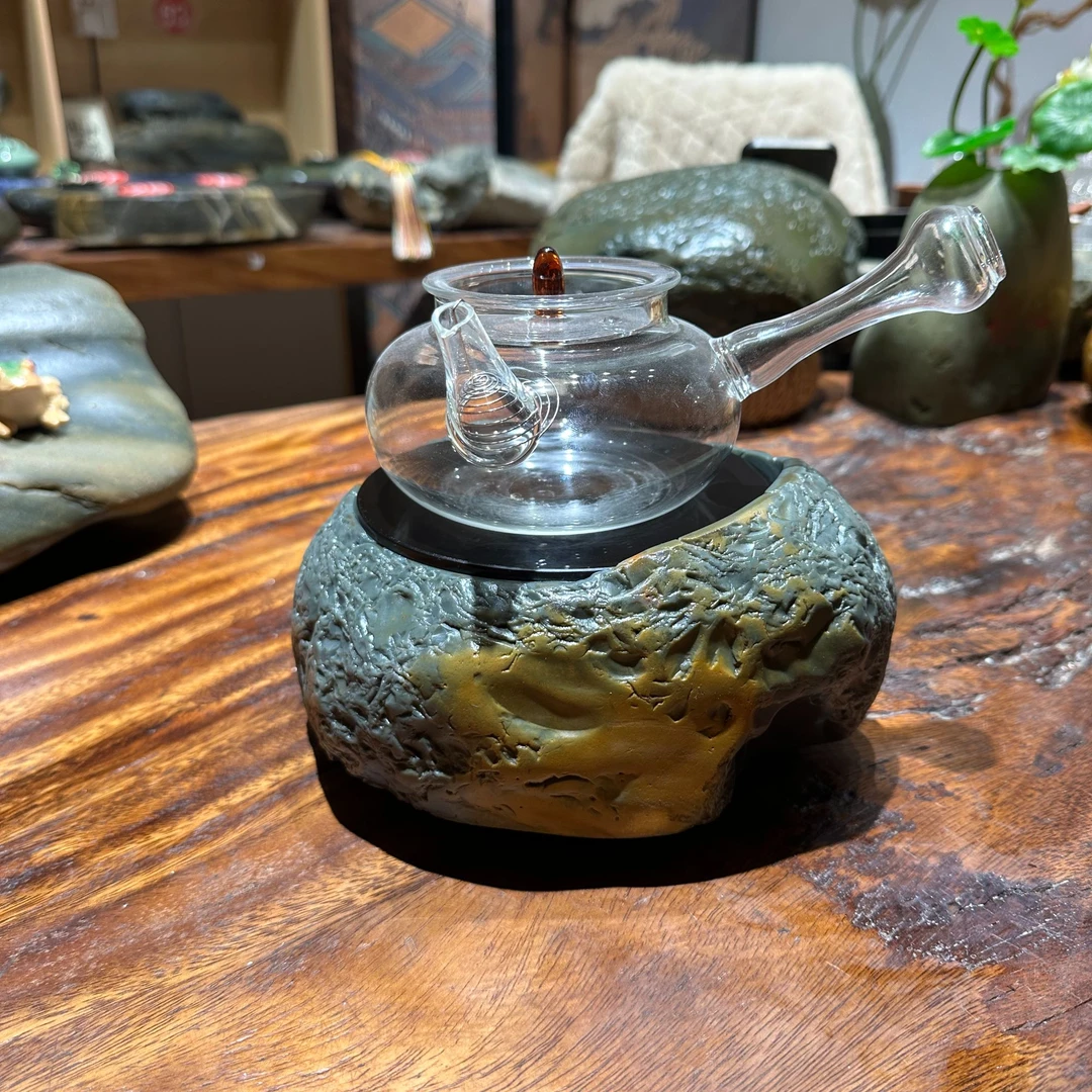 贵州奇石茶炉煮茶器电陶炉煮茶器家用茶道煮水创意耐热一体绿色