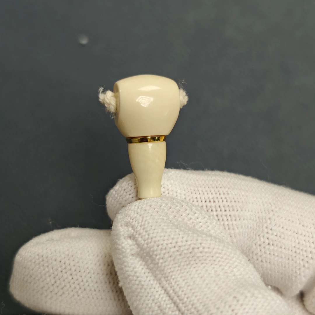 天然猛犸象牙三通金腰带三通文玩配饰 假一罚十