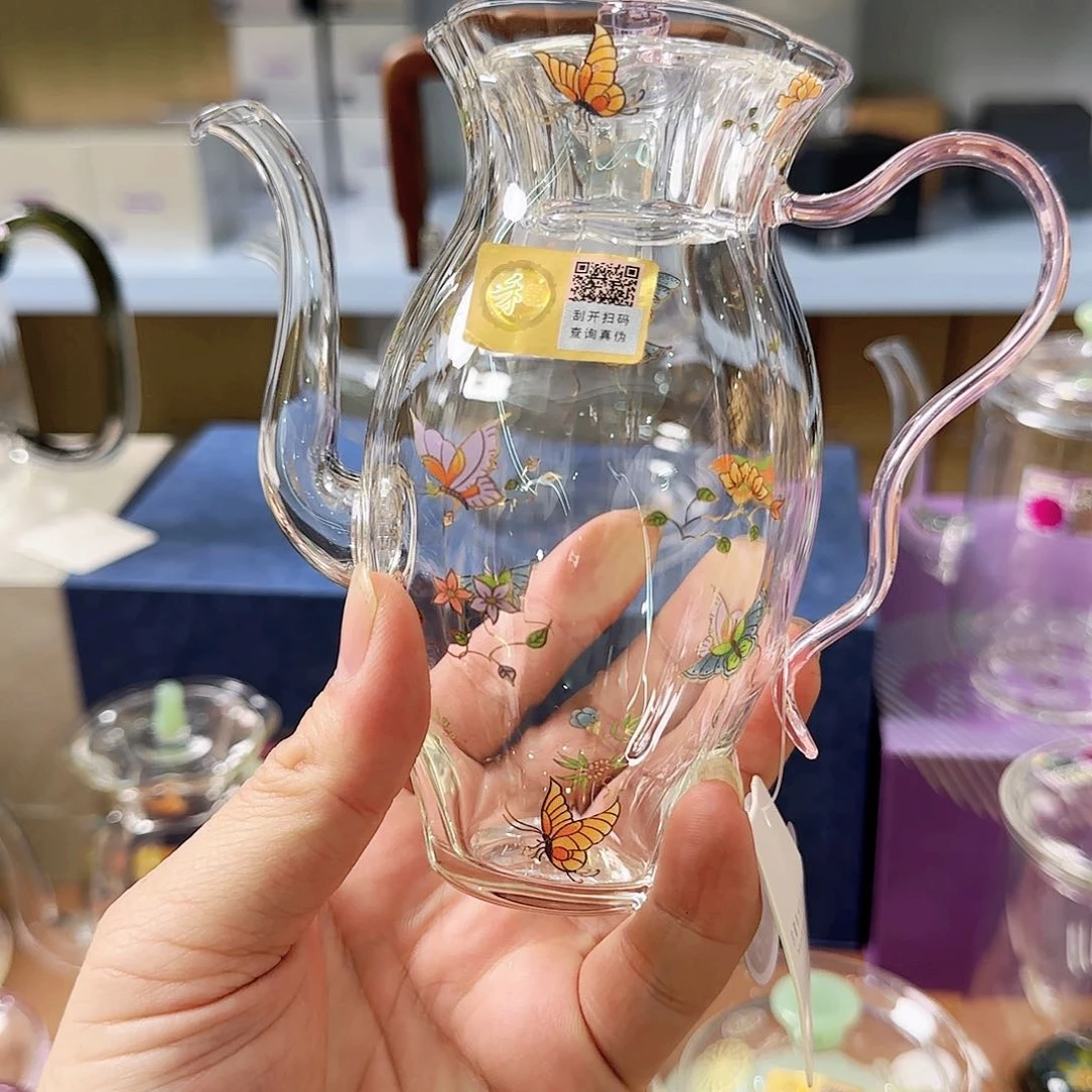 蝶恋花花容壶浅粉色加茶巾