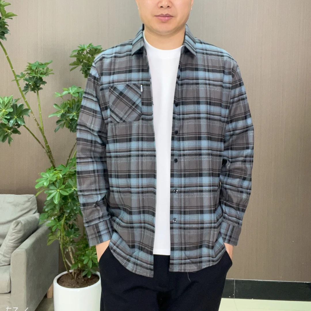 【航舟优选】2025秋装男士磨毛长袖格子衬衫休闲百搭时尚上衣