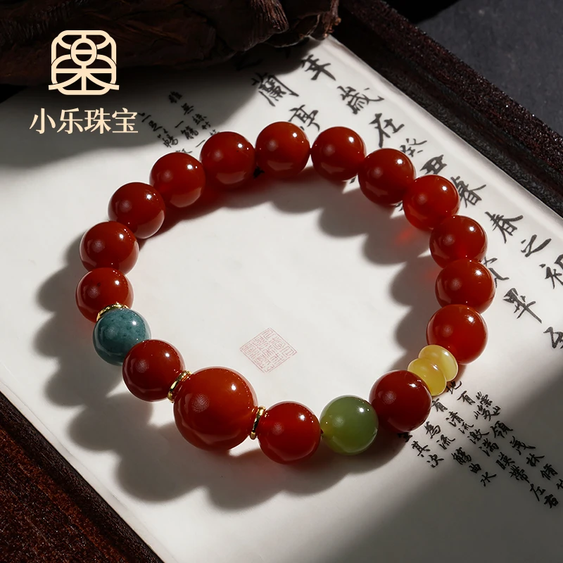 鸿运当头红玛瑙翡翠单圈高级手链多样性发一-10689