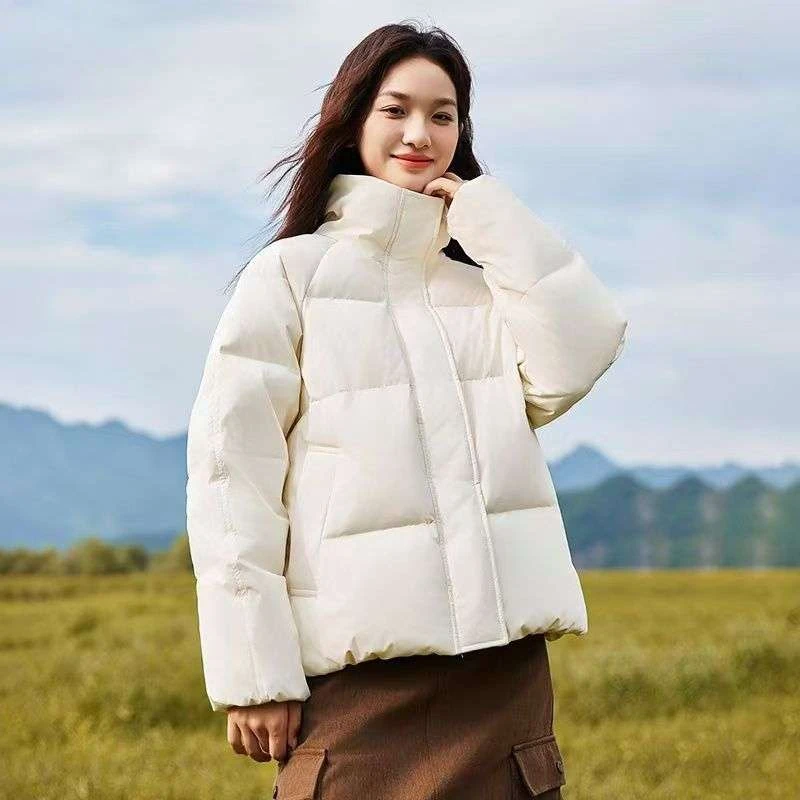 羽绒服女短款新款爆款韩版小个子白色立领百搭加厚冬季外