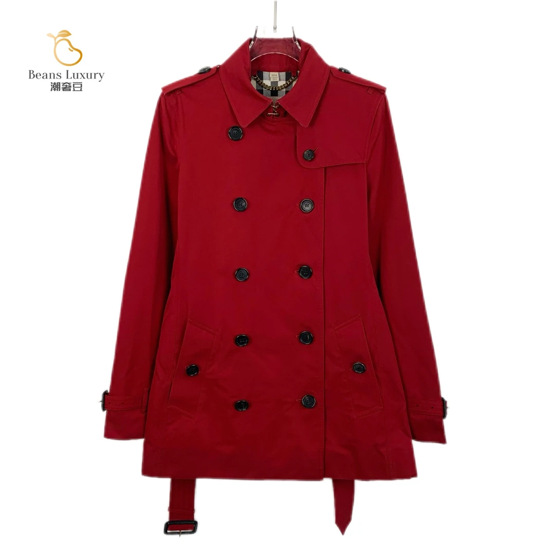 99新 BURBERRY/博柏利 潮奢豆 严选/红色棉质翻领风衣/H13583