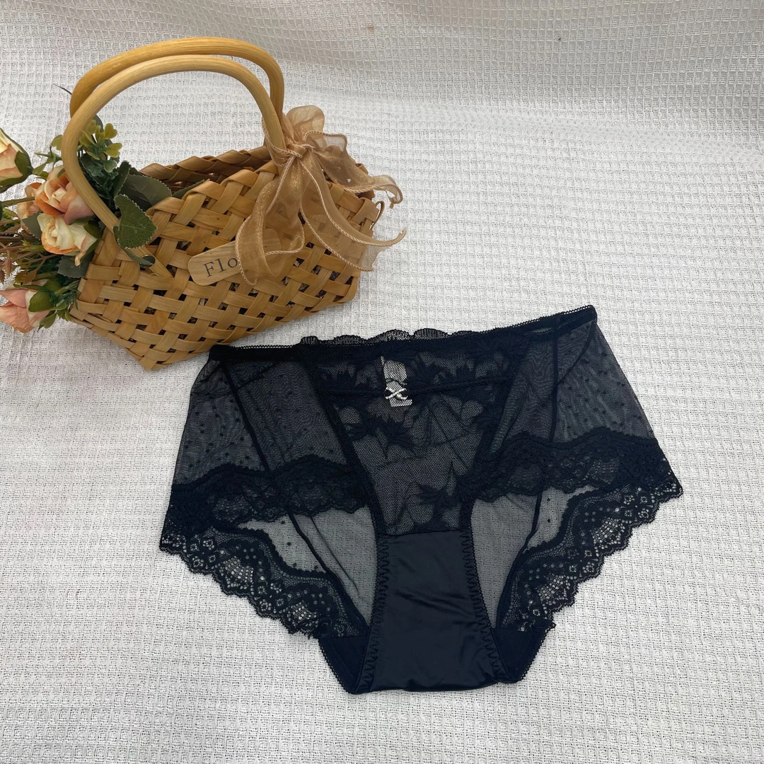 90-135斤三条装女士中低腰诱惑薄款透气三角蕾丝新款性感内裤女