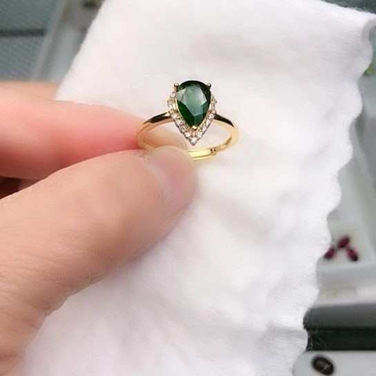 透辉石银S925镶嵌天然透辉石宝石戒指s925银镶嵌